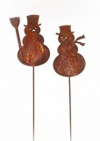 Gartenstecker 'Schneemann' aus Metall mit Rostfinish 2er-Set