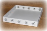 Tablett 'Schneeflocke' aus Holz weiß 29,5 cm