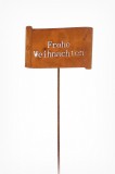 Dekostecker 'Frohe Weihnachten' aus Metall mit Rostfinish