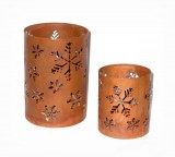 Windlicht 'Schneeflocke' aus Metall rostbraun 2er-Set