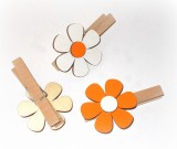 Dekoklammer 'Blte' aus Holz orange 6er-Set