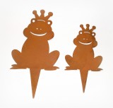 Dekostecker 'Froschknig' aus Metall mit Rostfinish 2er-Set