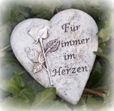 Gedenkherz 'Fr immer im Herzen' aus Polyresin 12 cm