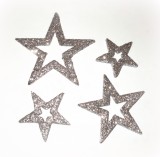 Streudeko 'Sterne' aus Moosgummi mit Glitter silber 12er-Set