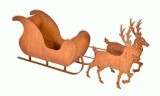 Weihnachts-Schlitten mit Rentieren aus Metall mit Rostfinish 100 cm