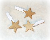 Dekoklammer 'Stern' aus Holz gold 12er-Set