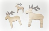 Rentiere aus Holz natur/silber 12er-Set
