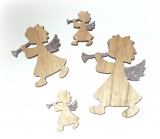Engel aus Holz natur/silber 12er-Set