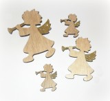 Engel aus Holz natur/gold 12er-Set
