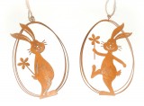Dekohnger 'Hase' aus Metall mit Rostfinish 2er-Set
