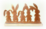 Hasenfamilie aus Metall mit Rostfinish 22 cm