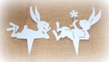 Dekostecker 'Hasen' aus Metall weiß 2er-Set