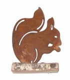 Eichhörnchen Metall rost auf Holz 25 cm