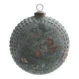 PTMD Christbaumkugel flach aus Glas kupferblau 15 cm