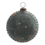 PTMD Christbaumkugel flach aus Glas kupferblau 10 cm