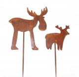 Gartenstecker 'Elch' Metall rost 2er-Set