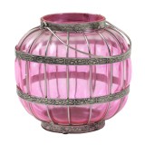 PTMD Laterne aus Glas rosa 21 cm