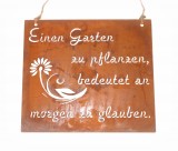 Schild 'Garten' Metall rost 35 cm